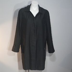 LARGE London Fog raincoat & hood. Button close & removable lining black jacket